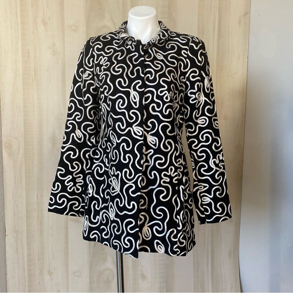 Nina Mclemore Linen embroidered jacket Size 4